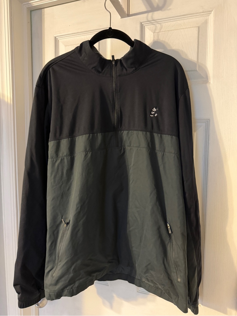 Nike Men's Disney Mickey Mouse Logo Black and Charcoal Half-Zip Windbreaker